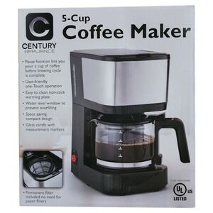 Century Appliance 5‎ Cup Drip Coffee Maker Filter Included No Need Paper Filters